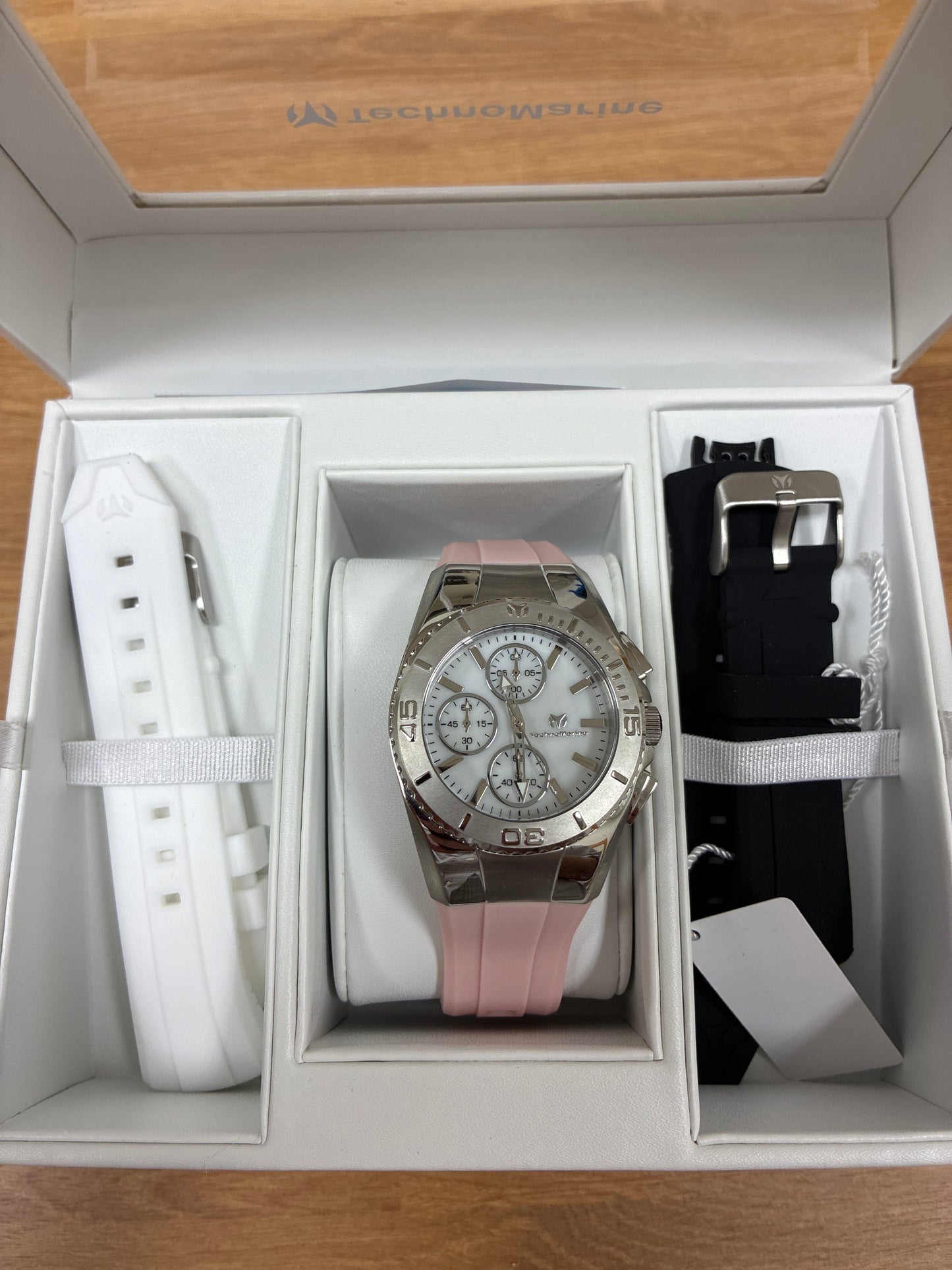 TechnoMarine Cruise Original Unisex Watch w/ Mother of Pearl Dial - 38mm, Black, White, Pink with Interchangeable Strap