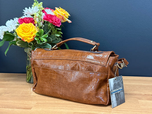 London Fog Top Handle Satchel, Cognac