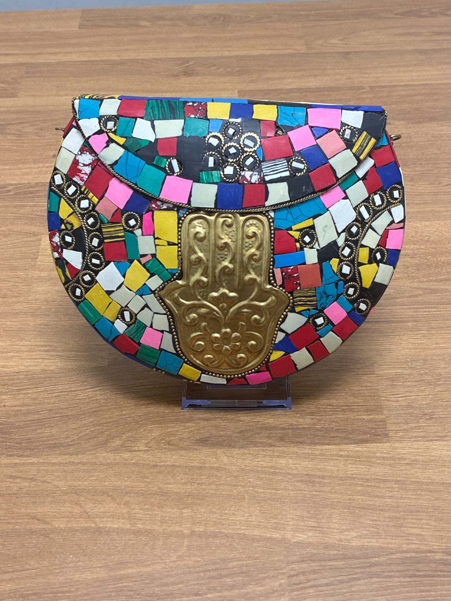 Ramla - Hamsa hand - clutch w/chain handmade in Morocco