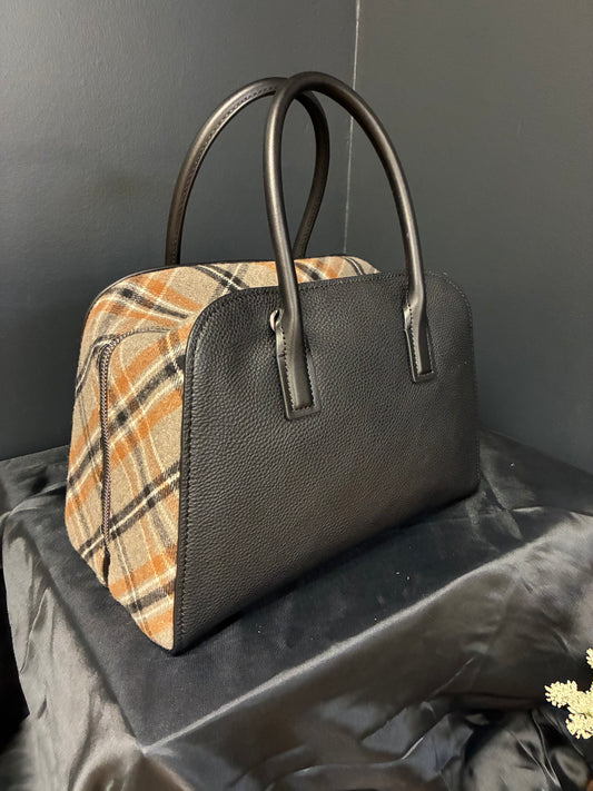Michael Kors Ashton Medium Smooth And Plaid Wool Blend Satchel 