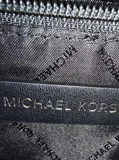 Michael Kors Manhattan Medium Contrast-Trim Leather Satchel, Black with Neon