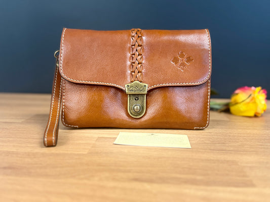 Patricia Nash Bianco Organizer Small Crossbody Bag Brown Leather