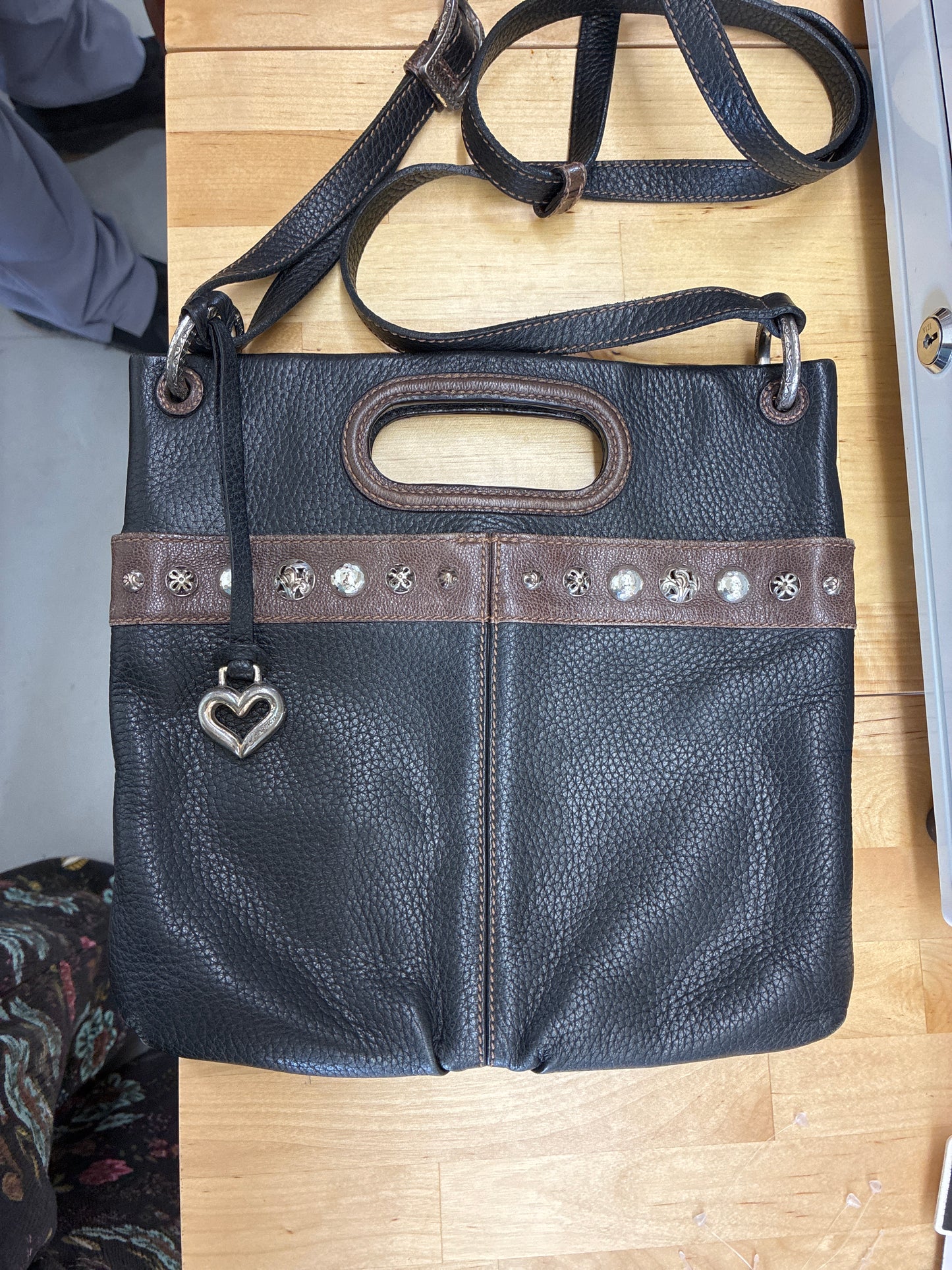 Brighton Studded Pebbled Leather Slim Crossbody Clutch- Retired