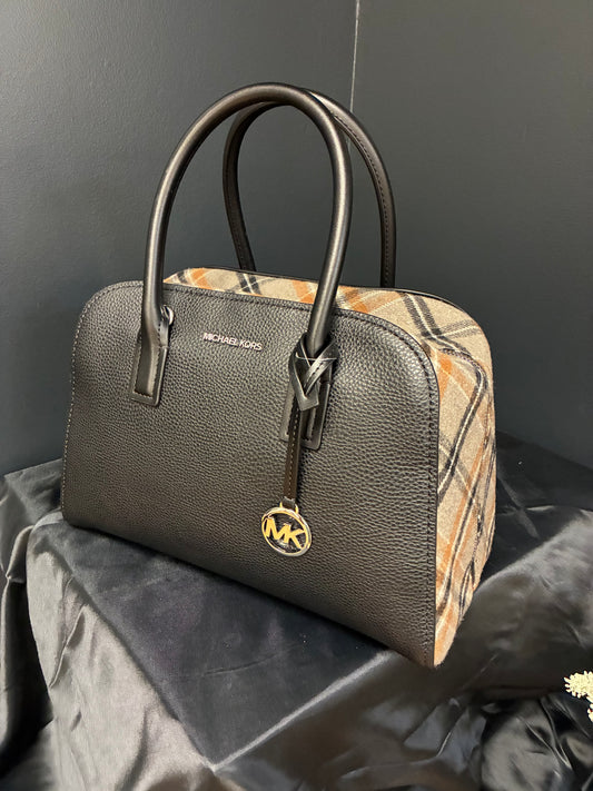 Michael Kors Ashton Medium Smooth And Plaid Wool Blend Satchel ￼