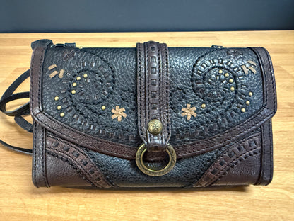 Brighton Montreal Flower Stitched Studded Leather Wallet Organizer-Repaired Strap