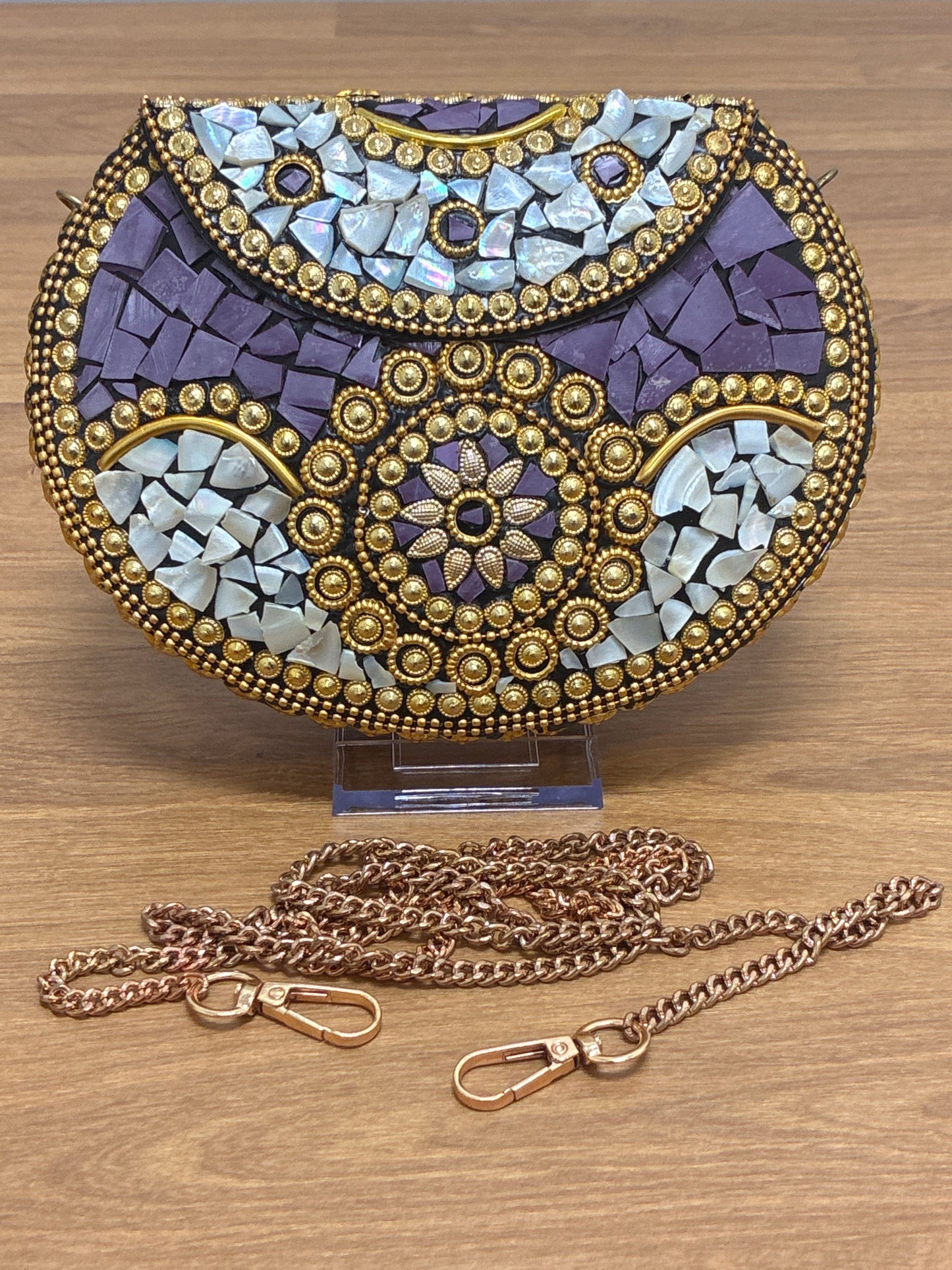 Ramla - Beverly Hills - clutch w/chain handmade