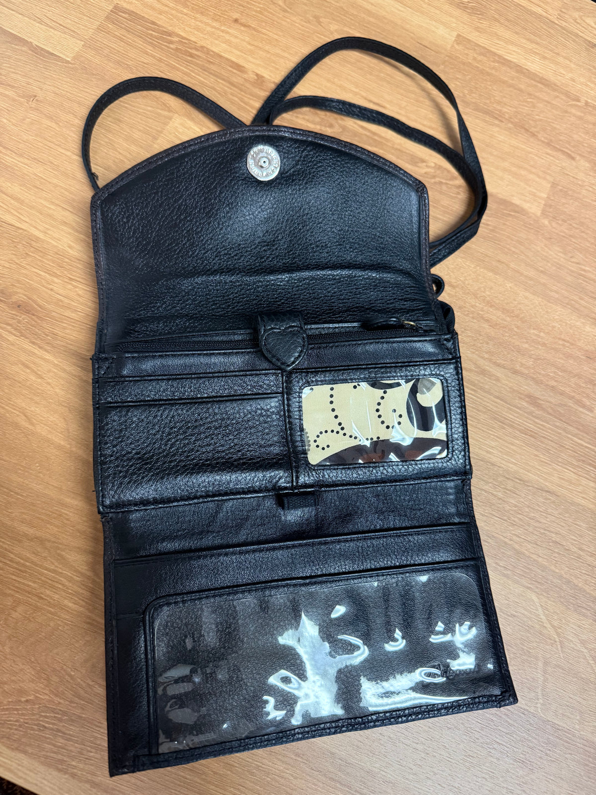 Brighton Montreal Flower Stitched Studded Leather Wallet Organizer-Repaired Strap