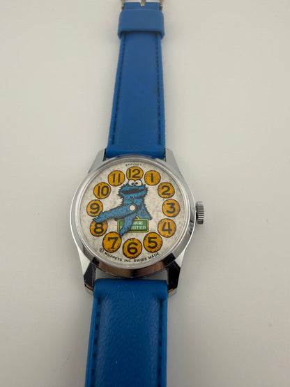 Unique! Vintage 1970s Bradley Cookie Monster manual mechanical watch ©️ Muppets Inc.