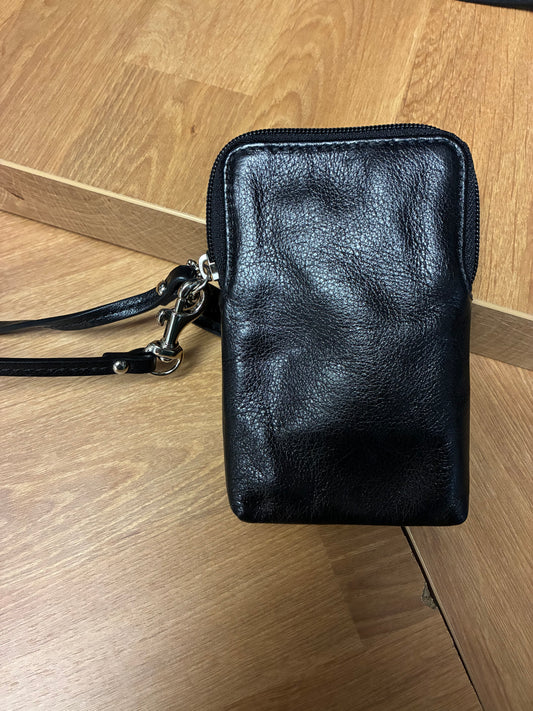 Coach - black leather wristlet, coin purse, card holder