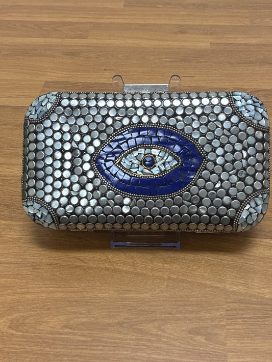 Ramla - evil eye - clutch w/chain handmade in Morocco