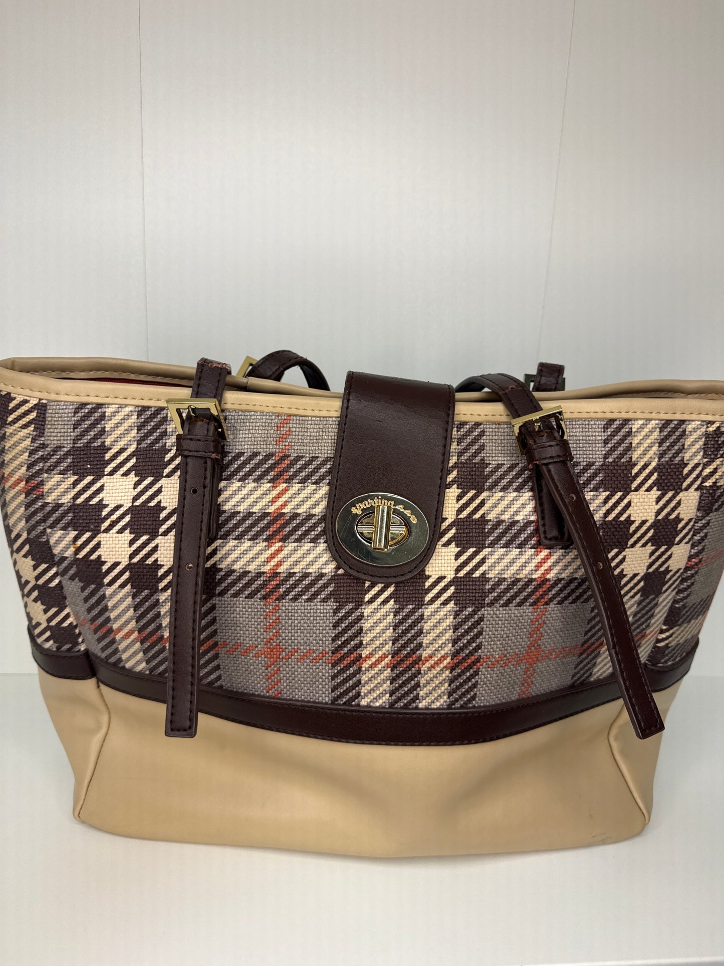 Wymberly Turn-Key Classic Tote by Spartina 449 Leather & Linen Double Handle Bag