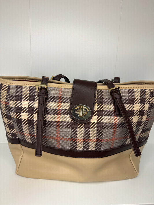 Wymberly Turn-Key Classic Tote by Spartina 449 Leather & Linen Double Handle Bag
