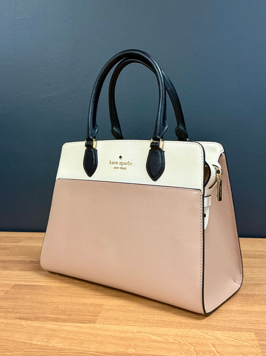 Kate Spade Madison Colorblock Saffiano Leather Medium Satchel- Toasted Hazelnut
