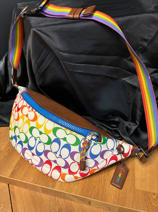 Coach Warren Belt Bag in Rainbow Signature Canvas