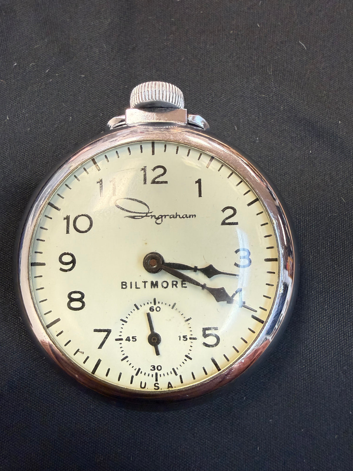 Ingraham Biltmore mechanical open-face pocket watch
