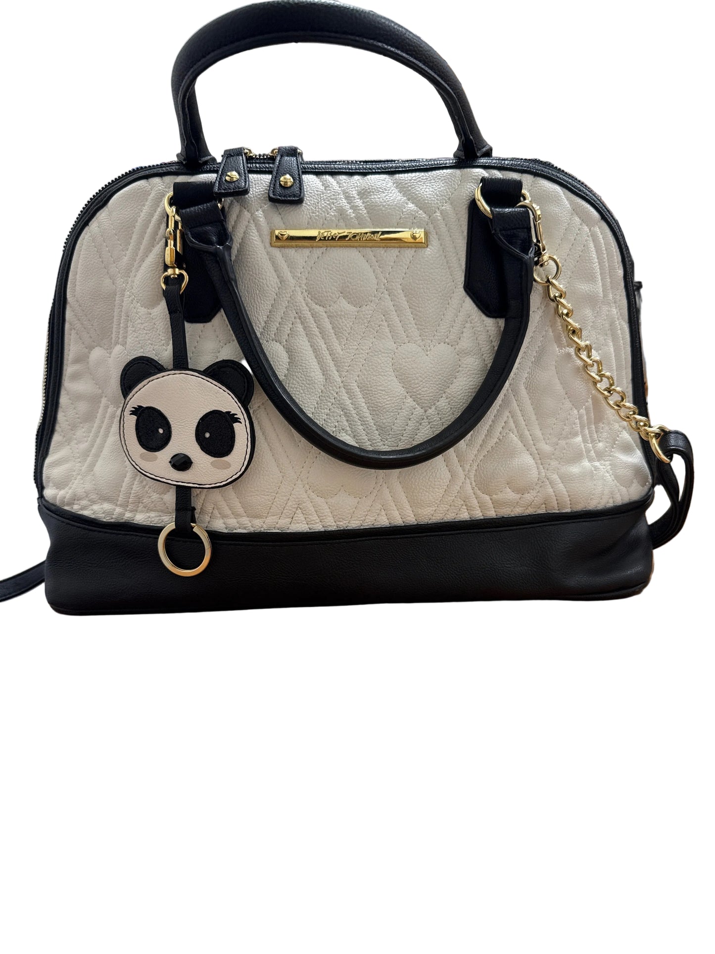 Betsey Johnson Quilted Puff Heart Pattern with Panda accessory