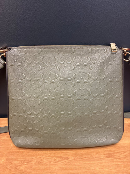 Coach Mae File Crossbody Bag in Signature Embossed Leather- Olive Green
