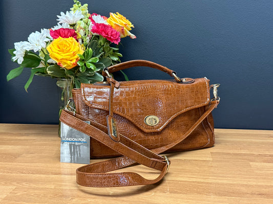 London Fog Top Handle Satchel, Cognac