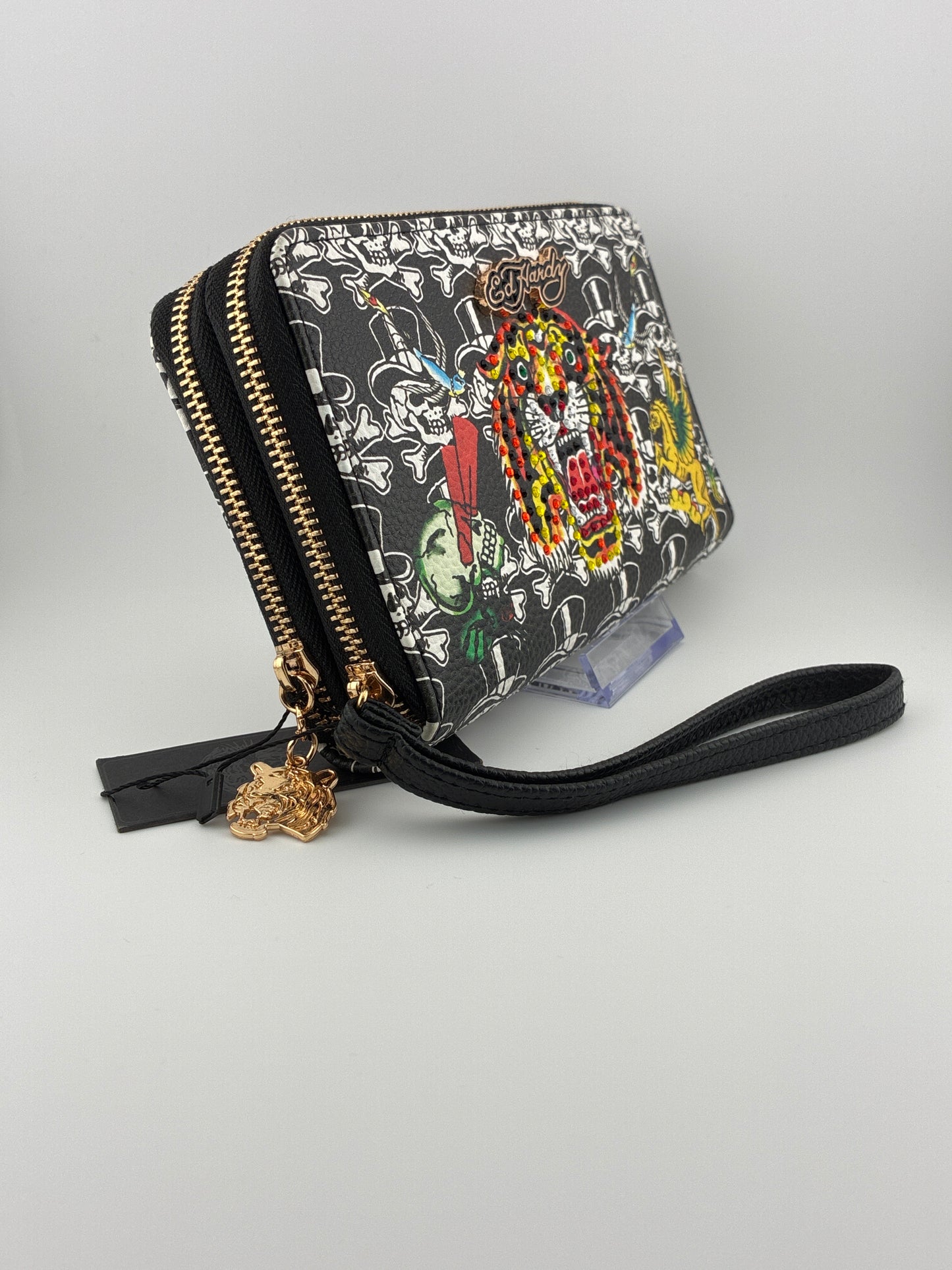 Ed Hardy tiger double zipper wallet