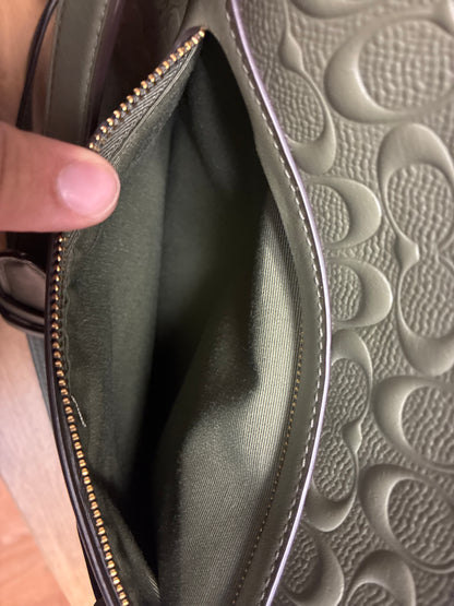 Coach Mae File Crossbody Bag in Signature Embossed Leather- Olive Green
