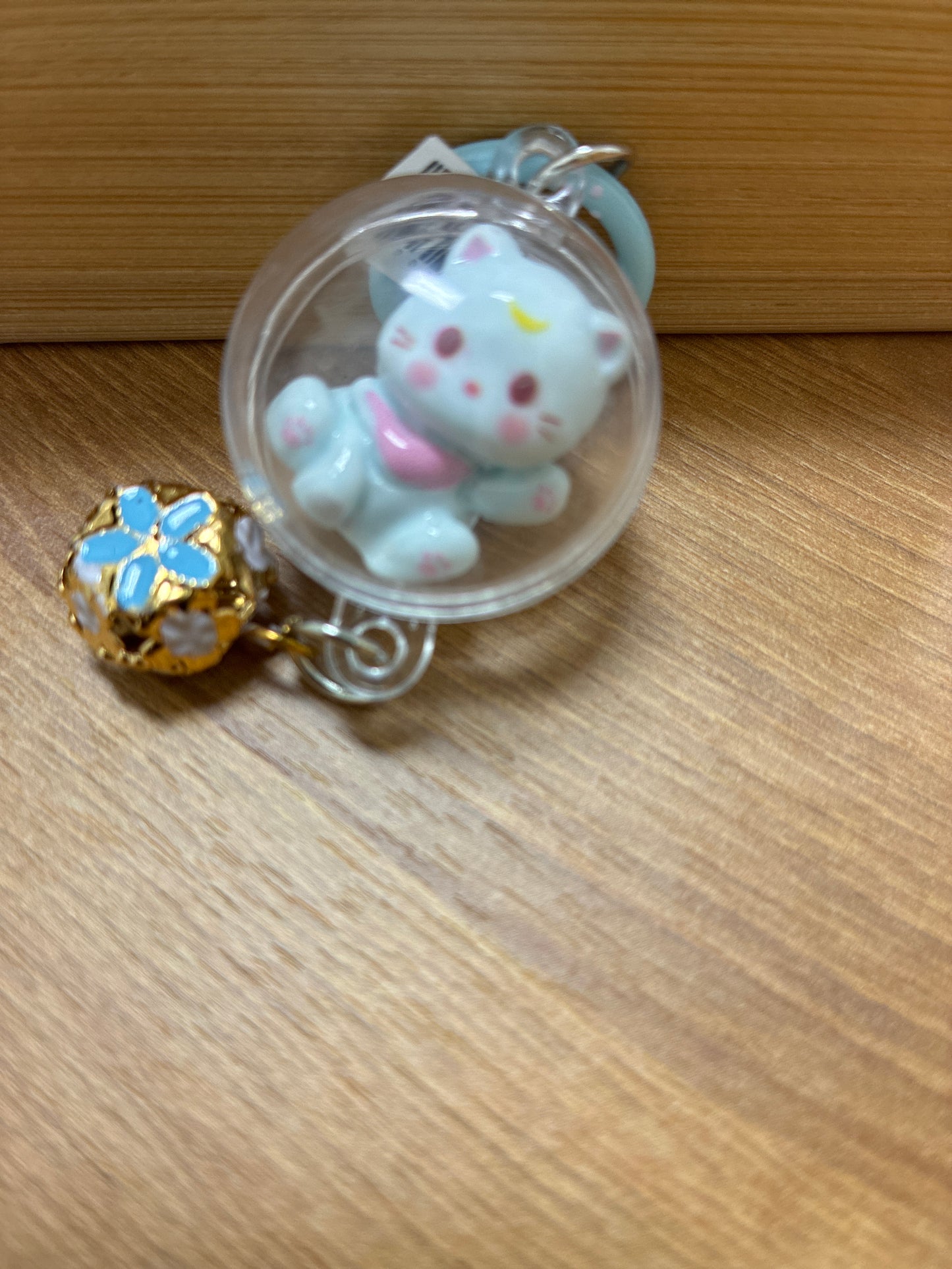 Key Charm, Bag Charm, Blue Kitten, Blue Flower (Copy)