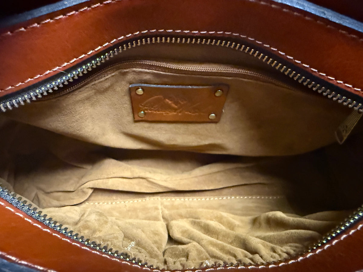 Patricia Nash Rosina Leather Satchel – Tan Cutout Tooled Pattern