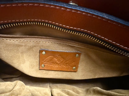 Patricia Nash Rosina Leather Satchel – Tan Cutout Tooled Pattern