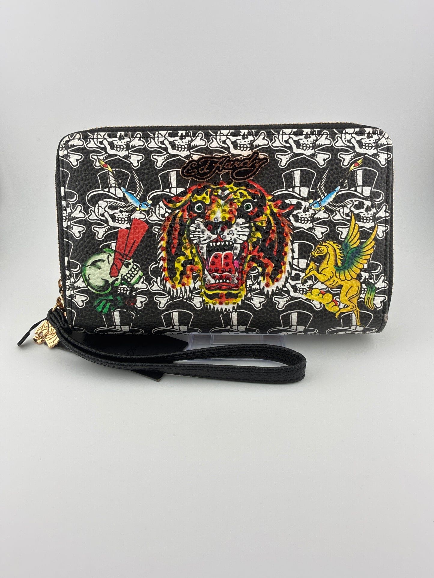 Ed Hardy tiger double zipper wallet