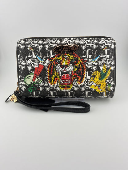 Ed Hardy tiger double zipper wallet
