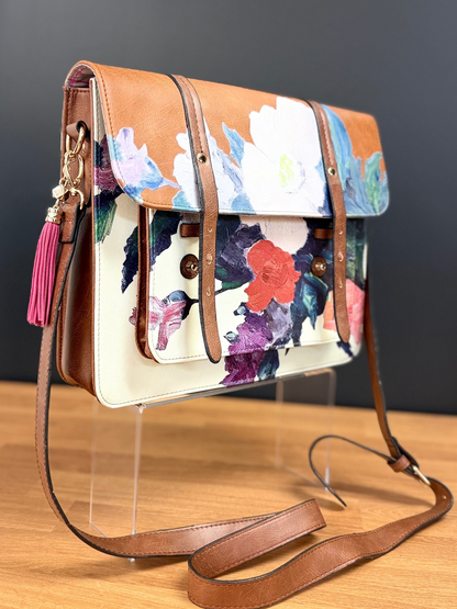 House of Disaster- 1916 Floral Satchel Messenger Bag