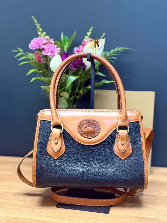 Vintage Dooney & Bourke All-Weather Leather (AWL) Small Zip Top Satchel / Equestrian Riding Bag