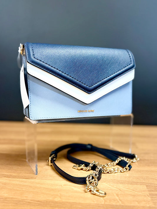 Michael Kors Jet Set Large Color-Block Saffiano Leather Envelope Crossbody Bag in Navy/Multi