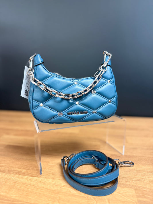 Michael Kors Cora Extra-Small Quilted Shoulder Bag in teal