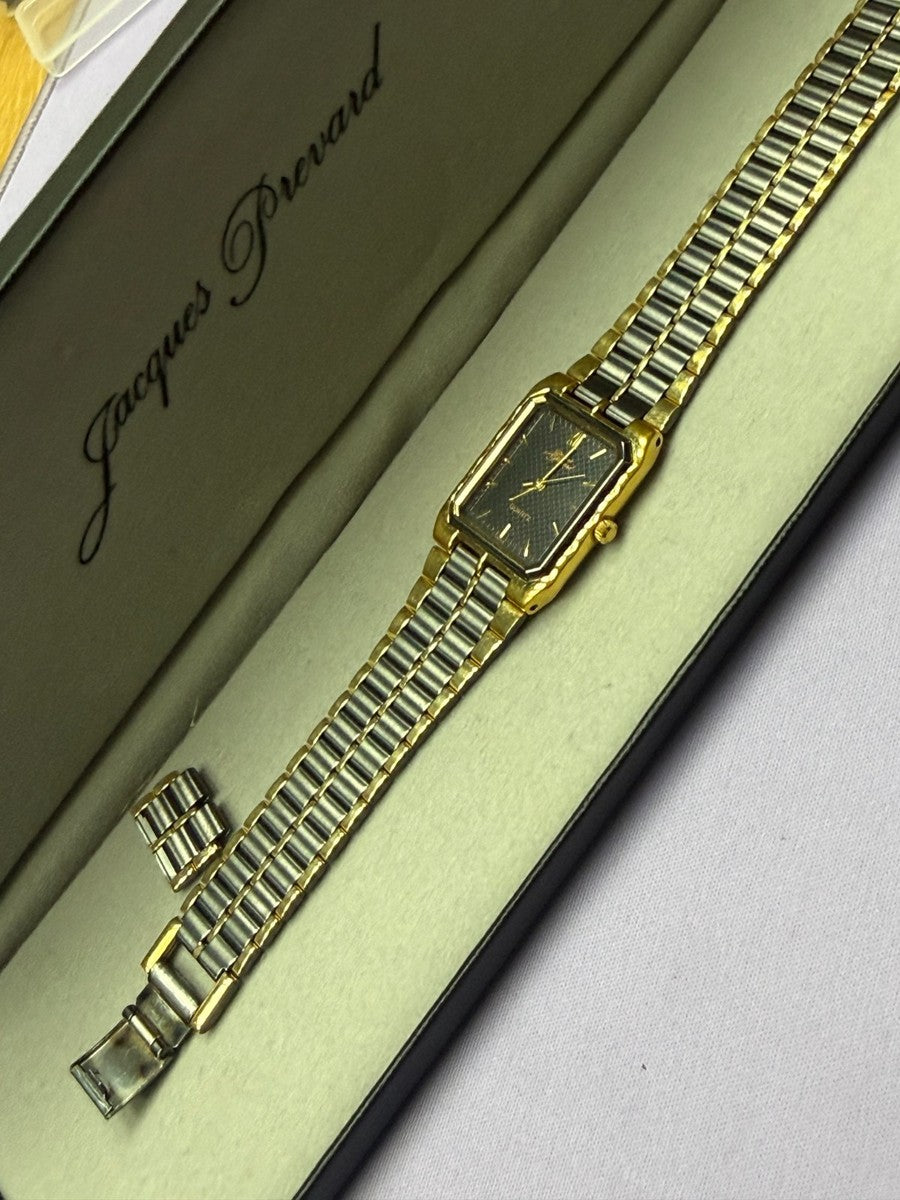 Vintage Jacques Prevard Watch- black and gold two-tone