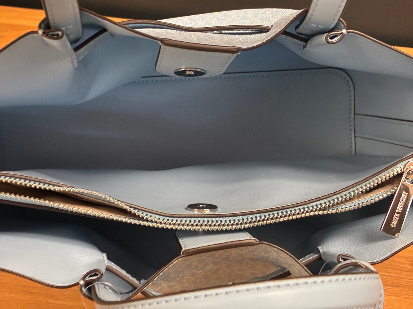 Michael Kors Hamilton leather satchel-Light Sky