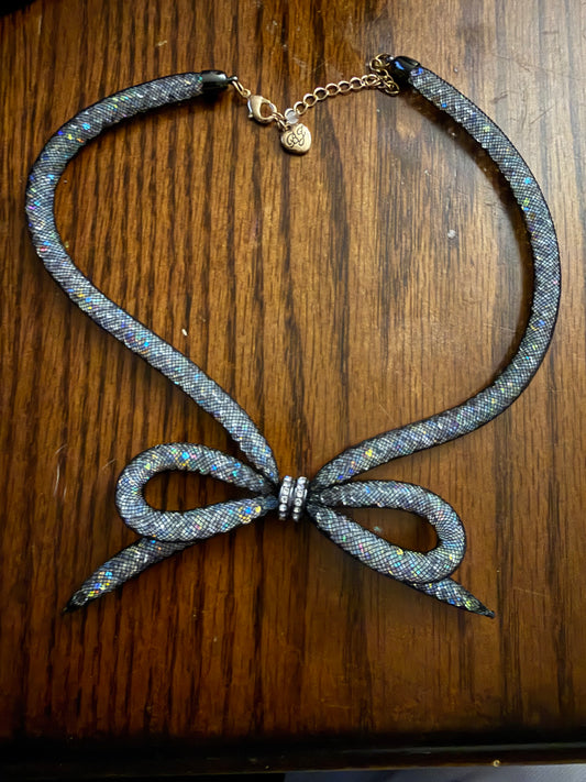 Betsey Johnson Mesh Bow Collar Necklace