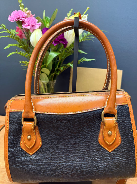 Vintage Dooney & Bourke All-Weather Leather (AWL) Small Zip Top Satchel / Equestrian Riding Bag