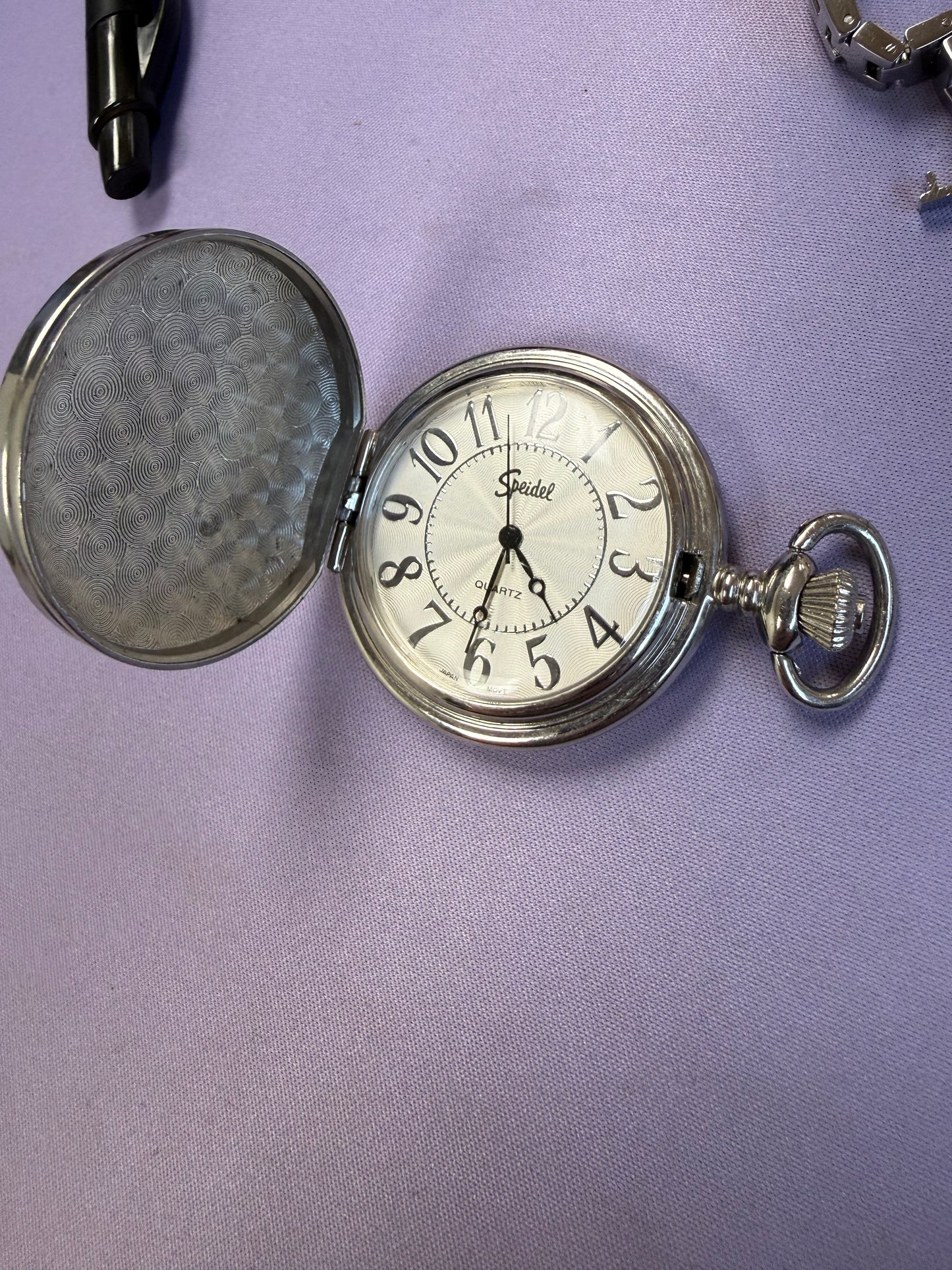 Speidel Classic Silver-Tone Quartz Pocket Watch
