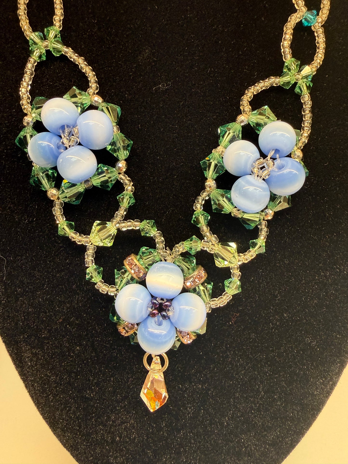 Crystal Blossom Cascade- One of a kind, artisan made, Swarovski crystals