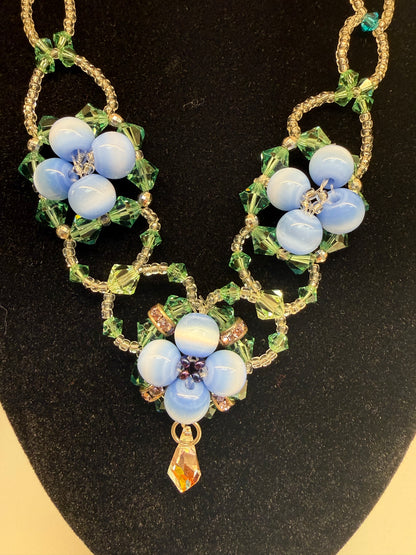 Crystal Blossom Cascade- One of a kind, artisan made, Swarovski crystals