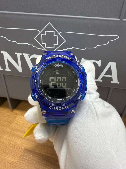Invicta Racing Burnout Digital Men's Watch - 52mm, Transparent, Blue