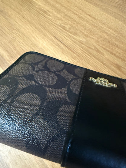 Coach Zip Wallet Signature Brown Black