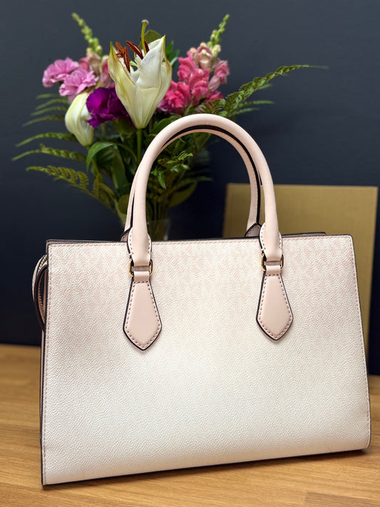 Michael Kors Sheila Medium Ombré Signature Logo Satchel in powder blush