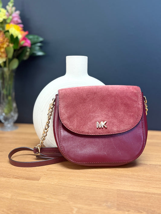 Michael Kors Mott Medium Leather and Suede Saddle Bag