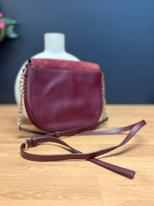 Michael Kors Mott Medium Leather and Suede Saddle Bag