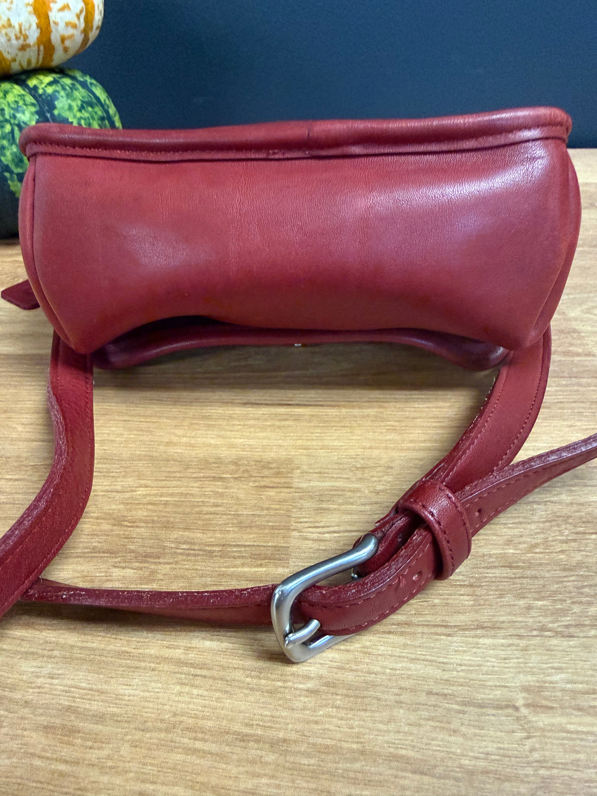 Vintage Coach Companion Flap bag in a rich currant/ red glove tanned leather, style #9076, 1990s