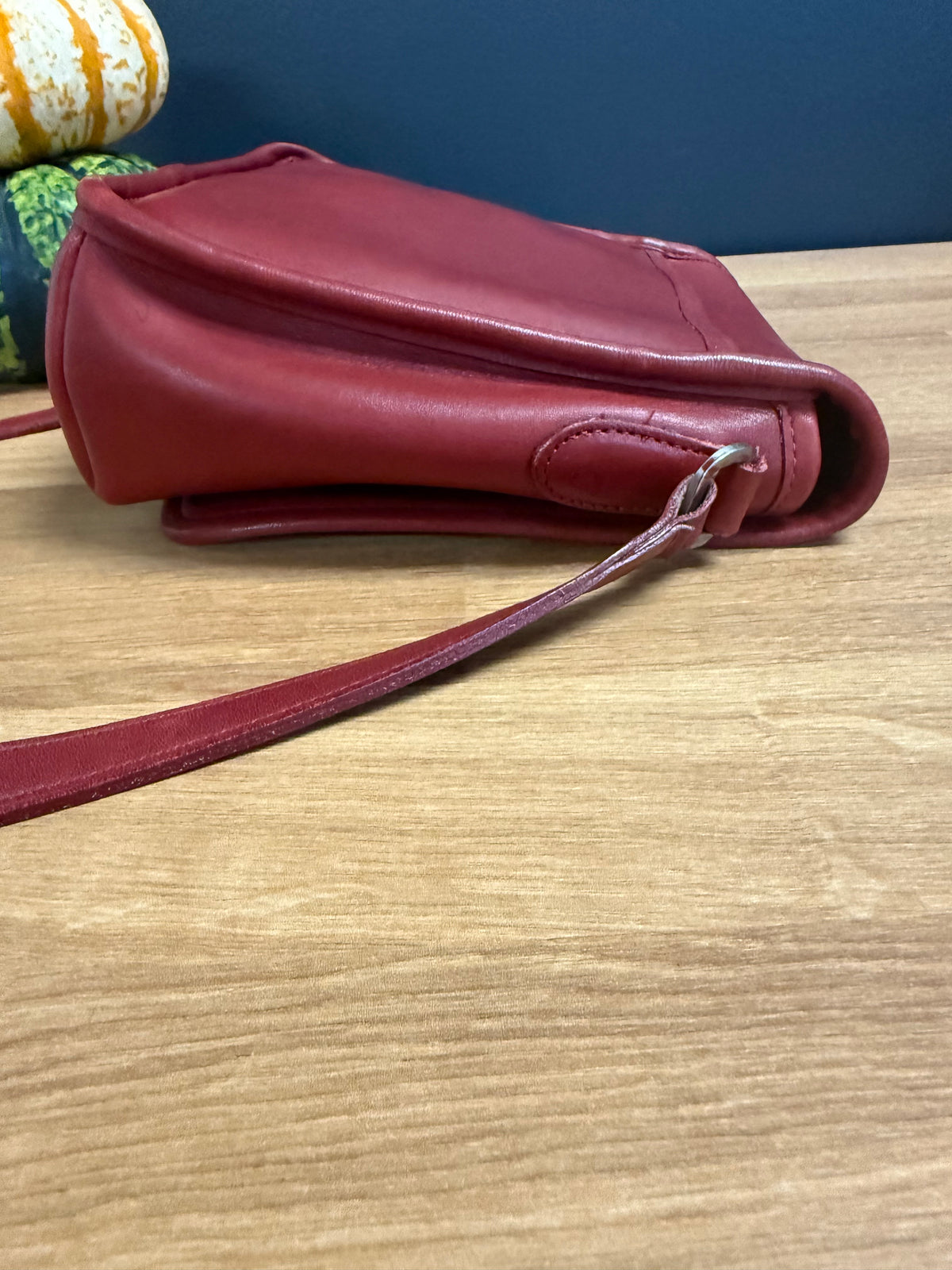 Vintage Coach Companion Flap bag in a rich currant/ red glove tanned leather, style #9076, 1990s