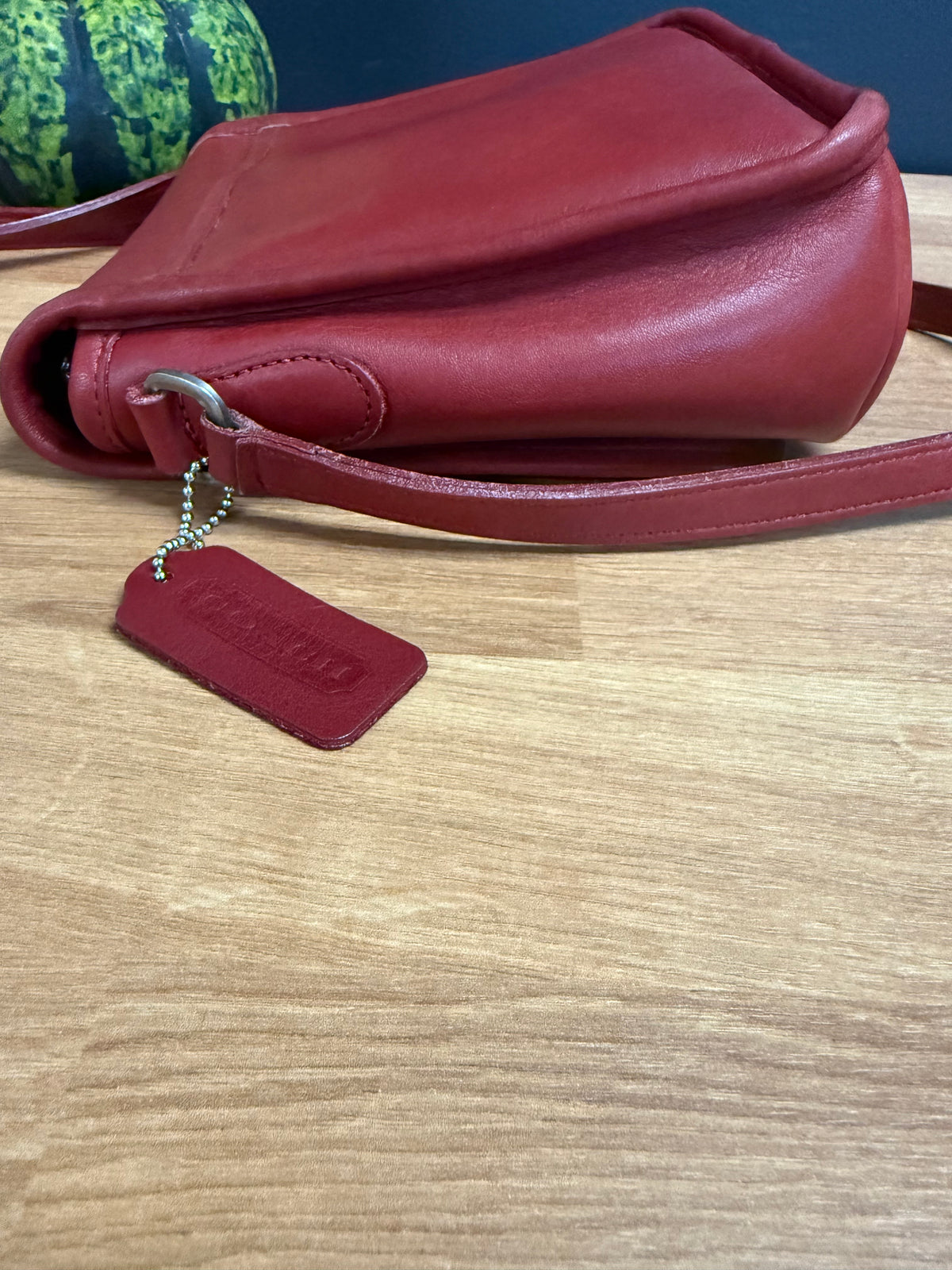Vintage Coach Companion Flap bag in a rich currant/ red glove tanned leather, style #9076, 1990s