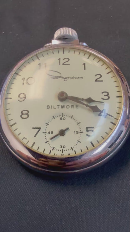 Ingraham Biltmore mechanical open-face pocket watch