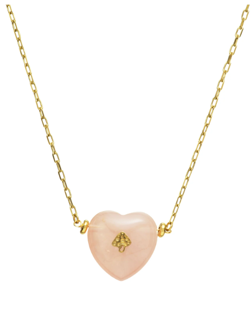 Mayamar Paperclip Rose Quartz Heart Peace Sign Necklace